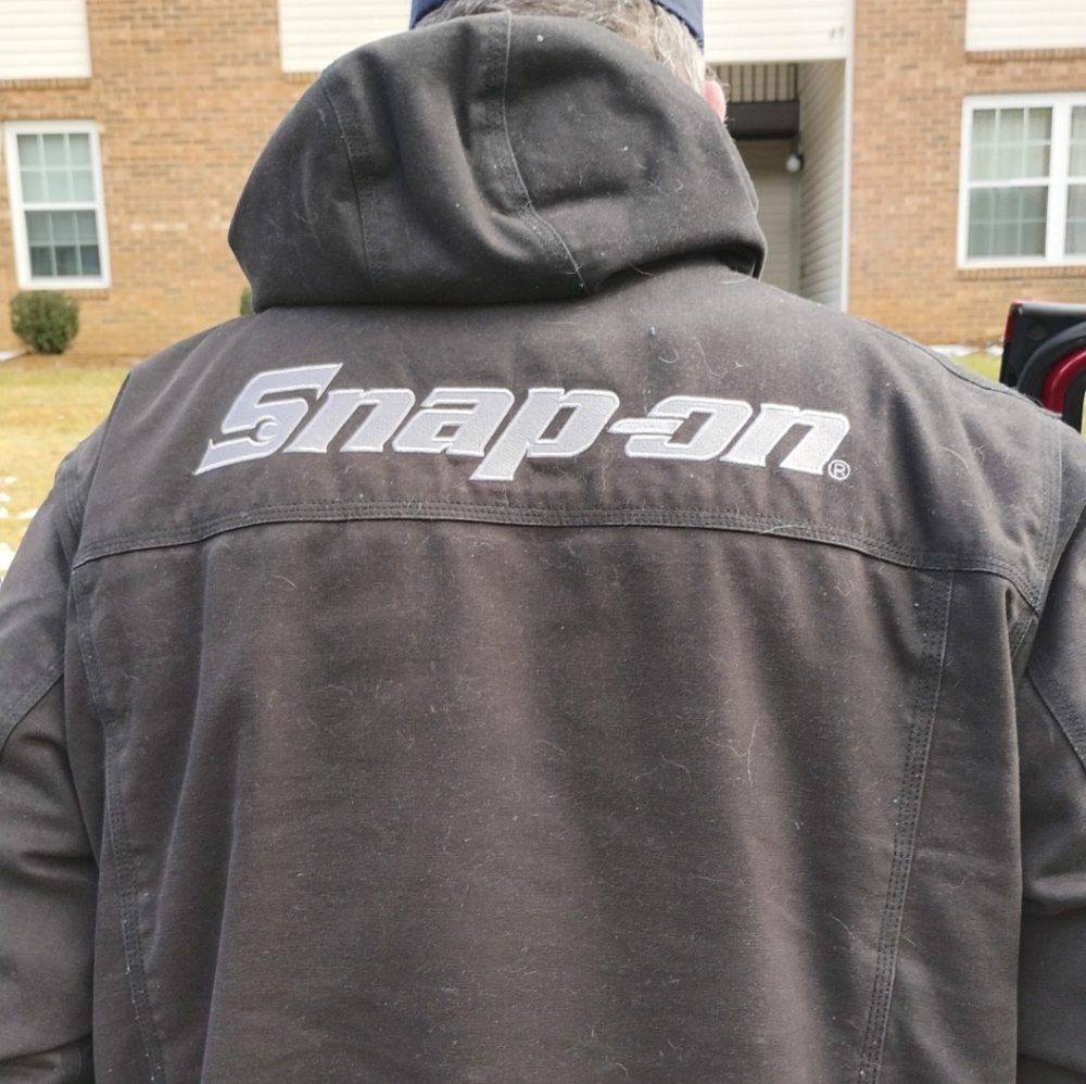 Black Jacket With American Flag Patch Snap On Coat - image 2